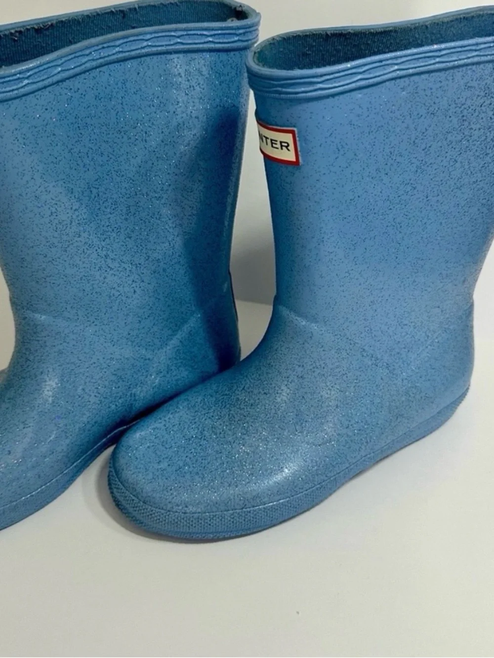 Girls size 11 Hunter Sparkle Light Blue Rain Boots